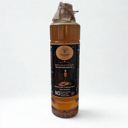 Vardaan Wood Cold Pressed Yellow Mustard Oil 1000 ml Mustard Oil Plastic Bottle