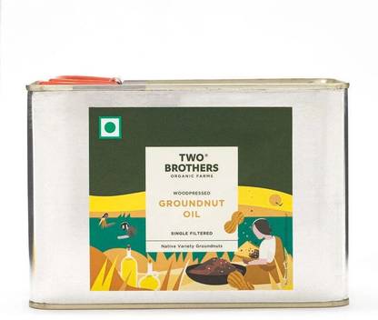 Two Brothers Organic Farms Wood Pressed - 2Ltr (Tin Can) Groundnut Oil Tin