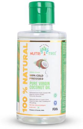 NUTRITREE 100% Natural Pure Virgin Coconut Oil, 100% Cold Pressed Coconut Oil PET Bottle