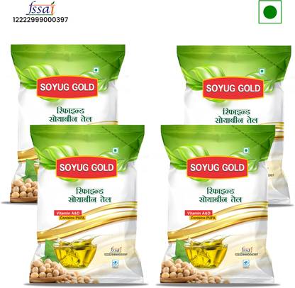 SOYUG PRIVATE LIMITED Gold-Refined Soybean Oil for Frying & Cooking, 1 Litre Pouch(Pack of 3) Soyabean Oil Pouch