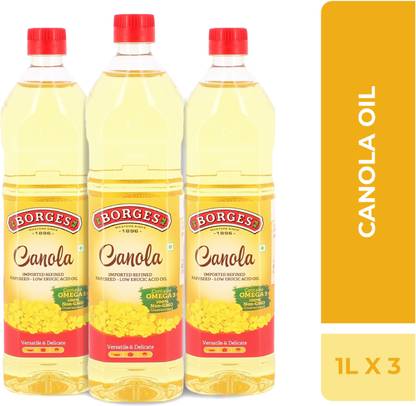 BORGES Canola Oil, Edible & Healthy, Everyday Cooking Oil, Low Cholesterol Canola Oil PET Bottle