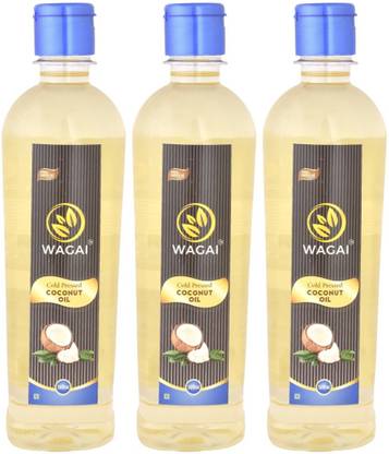 Wagai 1/2 L + 1/2 L + 1/2 L Cold Pressed Coconut Oil - Total 1.5 Litre Coconut Oil PET Bottle