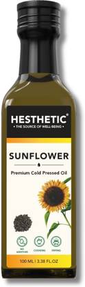 HESTHETIC Pure and Natural Edible Cold Pressed Sunflower Oil Glass Bottle