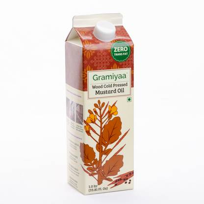 Gramiyaa Wood Cold Pressed Mustard Oil - 1 Ltr | 100% Pure Unrefined Marachekku Oil Mustard Oil Carton