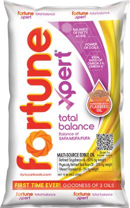 FORTUNE Xpert Total Balance Rice Bran, Flax Seed, Soya Bean Blended Oil Pouch