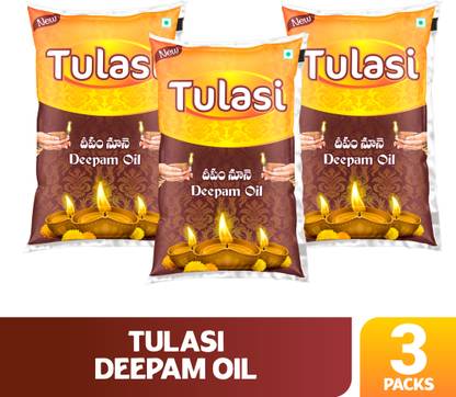 TastyGold Tulasi Deepam Oil – 1L Each , Perfect for Diya Lamps, Rituals & Festive Lighting Fennel Seed Oil Pouch