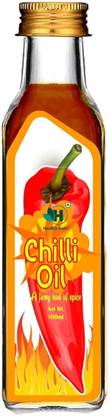 Healthy Roots Red Chilli Oil with Cold Pressed Sunflower Oil | Multi-Purpose Condiment Chilli Oil Glass Bottle