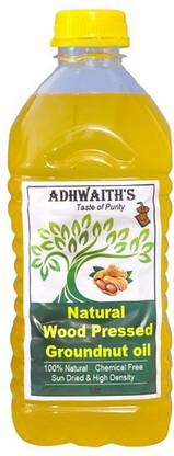 adhwaith Wooden Cold Pressed (Chekku / Ghani / Ganuga) Groundnut Oil 1Lt Groundnut Oil PET Bottle