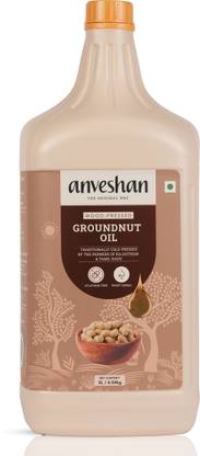 Anveshan Wood Pressed Groundnut Peanuts Oil 2 Litre | Plastic Can Groundnut Oil Can
