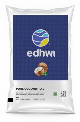 edhwi 100% Pure And Natural Coconut Oil Pouch- 1L Coconut Oil Pouch