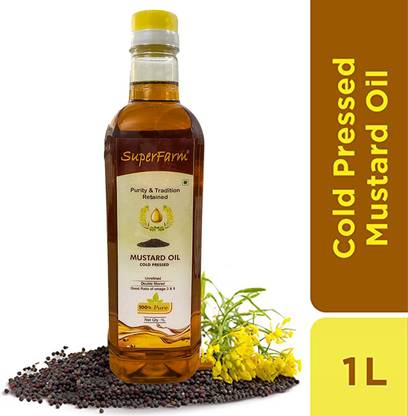 Superfarm Cold Pressed Mustard oil - 1L | 100% Pure | Healthy Cooking Oil for Daily Use Olive Oil PET Bottle