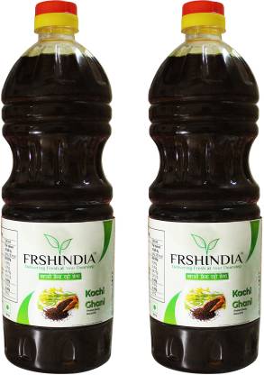frshindia Cold Pressed Mustard Oil - 1 L (Pack of 2) Kachi Ghani Healthy Mustard Oil PET Bottle