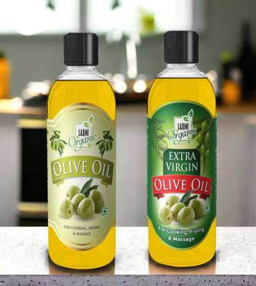 LAXMI ORGANIC Extra virgin OLIVE OIL 200 ml & Olive oil 200 ml cold press light Jaitun tail Olive Oil PET Bottle