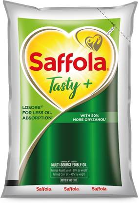 Saffola Tasty Refined Cooking Oil Rice bran & Corn Blended Oil Pouch