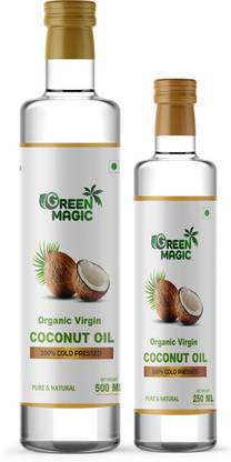 Green Magic Organic Virgin Coconut Oil Combo Pack(500ml+250ml) Coconut Oil PET Bottle