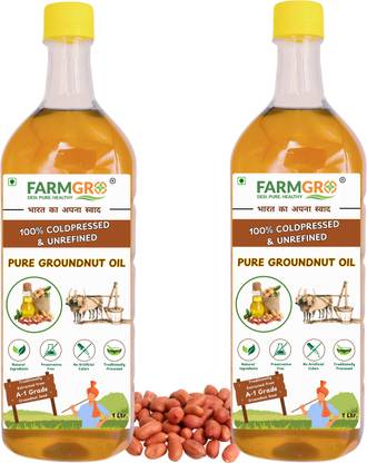FarmGro Pure Groundnut (Peanut) Oil - 100% Cold Pressed and Unrefined Groundnut Oil PET Bottle