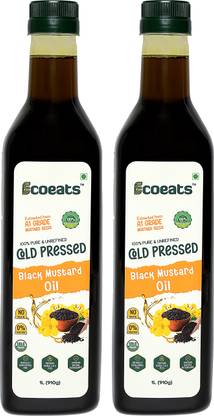 Ecoeats Mustard Oil - Pure, Unrefined, Cold Pressed Sarso oil Naturally Cholesterol Free Mustard Oil PET Bottle