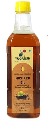 YUGANSH Natural Wood Pressed Black Mustard Oil For Cooking | Goodness of Omega 3 & 6 Mustard Oil Plastic Bottle