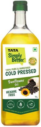 Tata Simply Better 100% Cold Pressed Sunflower Oil Glass Bottle