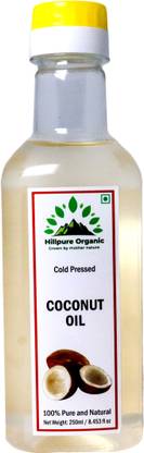 Hillpure Organic Cold Pressed Coconut Oil 250 ml, Multipurpose Usage, Keto Friendly Coconut Oil PET Bottle