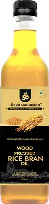 SHREE AANANTAM Cold Pressed Rice Bran Oil - 1l | 100% Pure | Wood Pressed Oil for Cooking Rice Bran Oil PET Bottle
