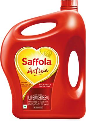 Saffola Active Refined Cooking Oil Rice Bran & Soyabean Blended Oil Can