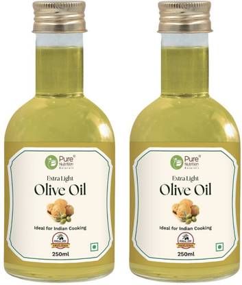 Pure Nutrition Extra Light Olive Oil 250ml | For Cooking, Salads, Skin & Hair| Pack of 2 Olive Oil PET Bottle
