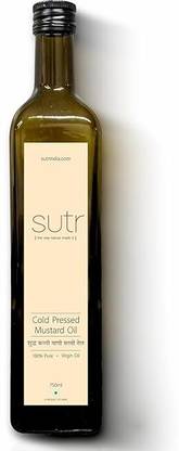 Sutr Cold Pressed Mustard Oil Pure & Unrefined l Rich Aroma & Flavor, (Pack of 1), Mustard Oil Glass Bottle