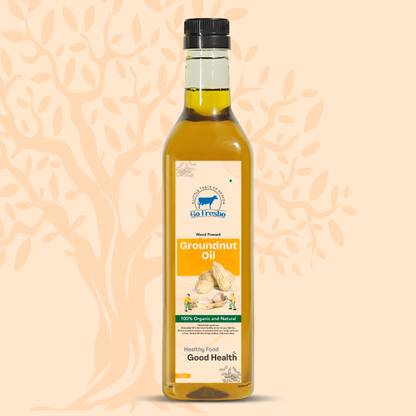 Go Fresho \Wood Pressed Groundnut Oil | 100% Pure & Organic | Cold Pressed Peanut Oil Groundnut Oil PET Bottle