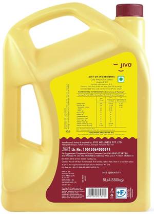 JIVO Cold Pressed Kachi Ghani Mustard Cooking Oil Rich in Omega-3 For Daily Use Mustard Oil Can
