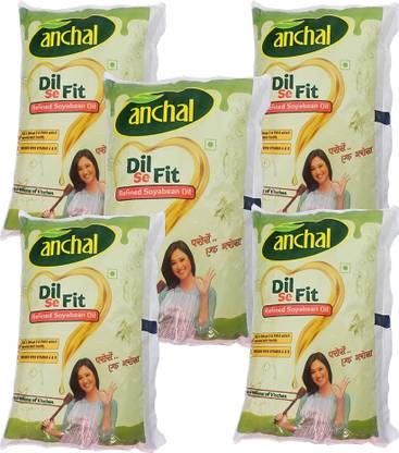Anchal Refined Soyabean Oil 750gm*5 Soyabean Oil Pouch