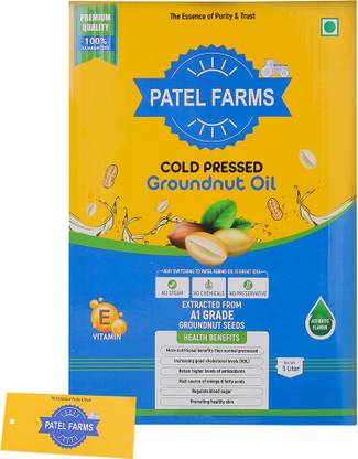 TRP PATEL FARMS PREMIUM COLD PRESSED GROUNDNUT (PEANUT) OIL Groundnut Oil Tin