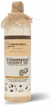 Greendumbells Organics Coconut Oil 1 Litre| For Cooking, Skin care, Hair | Wood Pressed Coconut Oil Plastic Bottle