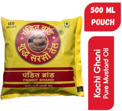 Pandit Brand Kachi Ghani Mustard Oil – Pure Mustard Oil Blend for Rich Flavor & Health Mustard Oil Pouch
