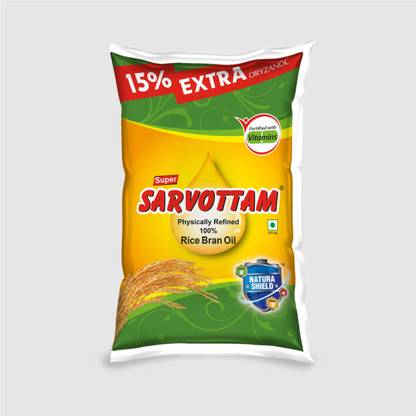 Super Sarvottam Physically refined Rice Bran Oil Pouch