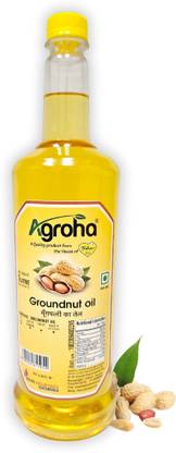 AgrohA Ground nut oil Cold Pressed Groundnut/Peanut Oil Plastic Bottle (1000 ml) Groundnut Oil Plastic Bottle