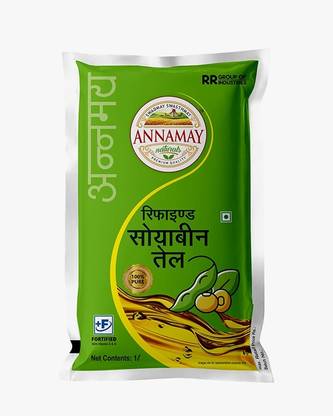 Annamay Naturals Refined Soyabean Oil | 1Litre Soyabean Oil Pouch
