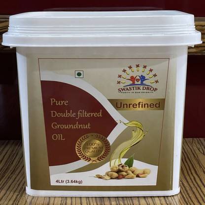 SWASTIK DROP Pack Of 4 liter Groundnut Oil Jar