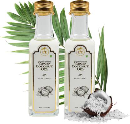 EARTH AND ESSENTIALS Woodpressed Virgin Coconut Oil Combo Pack of 2 (100ml*2) I Pure Nariyal Tel I Coconut Oil Glass Bottle