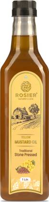 ROSIER Wood Pressed Organic Yellow Mustard Oil 1Ltr Pure, Natural & Healthy Mustard Oil PET Bottle
