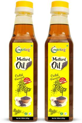 Nutriorg ORGANIC MUSTARD OIL COMBO (PACK OF 2) Mustard Oil Glass Bottle