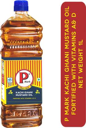 P Mark Mustard Oil P Mark Kachi Ghani Mustard Oil Fortified with vitamins A and D Mustard Oil Plastic Bottle