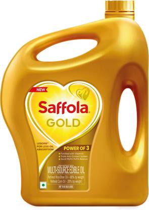 Saffola Gold Refined Cooking Rice Bran & Sunflower Blended Oil Can