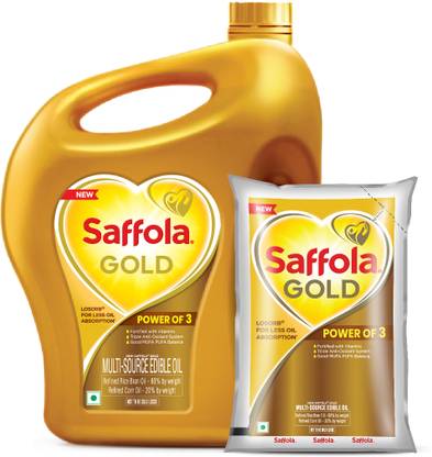 Saffola Gold| Power of 3 | Blend of Rice Bran & Corn Blended Oil Can