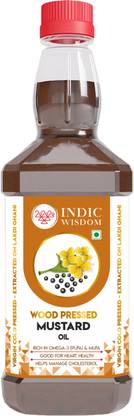 IndicWisdom Wood Pressed Mustard Oil (Cold Pressed - Extracted on Wooden Churner) Mustard Oil Plastic Bottle