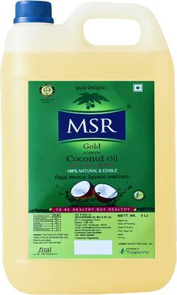 MSR Coconut Oil |Pure & Natural Ingredients |Unrefined |Use for Cooking, Hair & Skin Coconut Oil Can