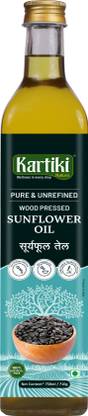 Kartiki Naturo Sunflower oil 750ml Sunflower Oil Glass Bottle