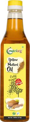 Nutriorg Certified Organic Cold Pressed Yellow Mustard Oil Mustard Oil Plastic Bottle