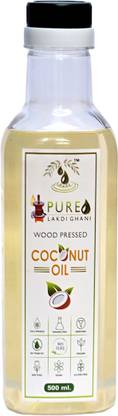Pure Lakdi Ghani For Hair, Skin & Baby Massage | Wood Pressed,100% Pure & Natural Edible Coconut Oil Glass Bottle