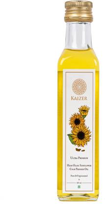 KAIZER Ultra Premium High Oleic Sunflower Cold Pressed Oil Pure & Unprocessed Sunflower Oil Glass Bottle